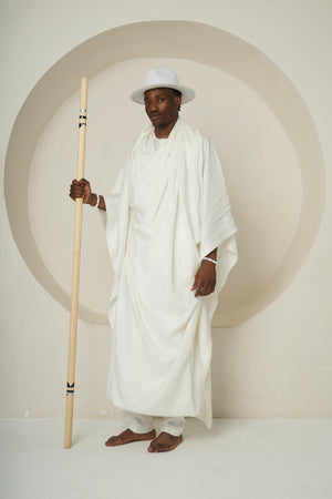 WALKING LINEAGE (Drape Robe with Color-Tipped Staff and Akete Crown)