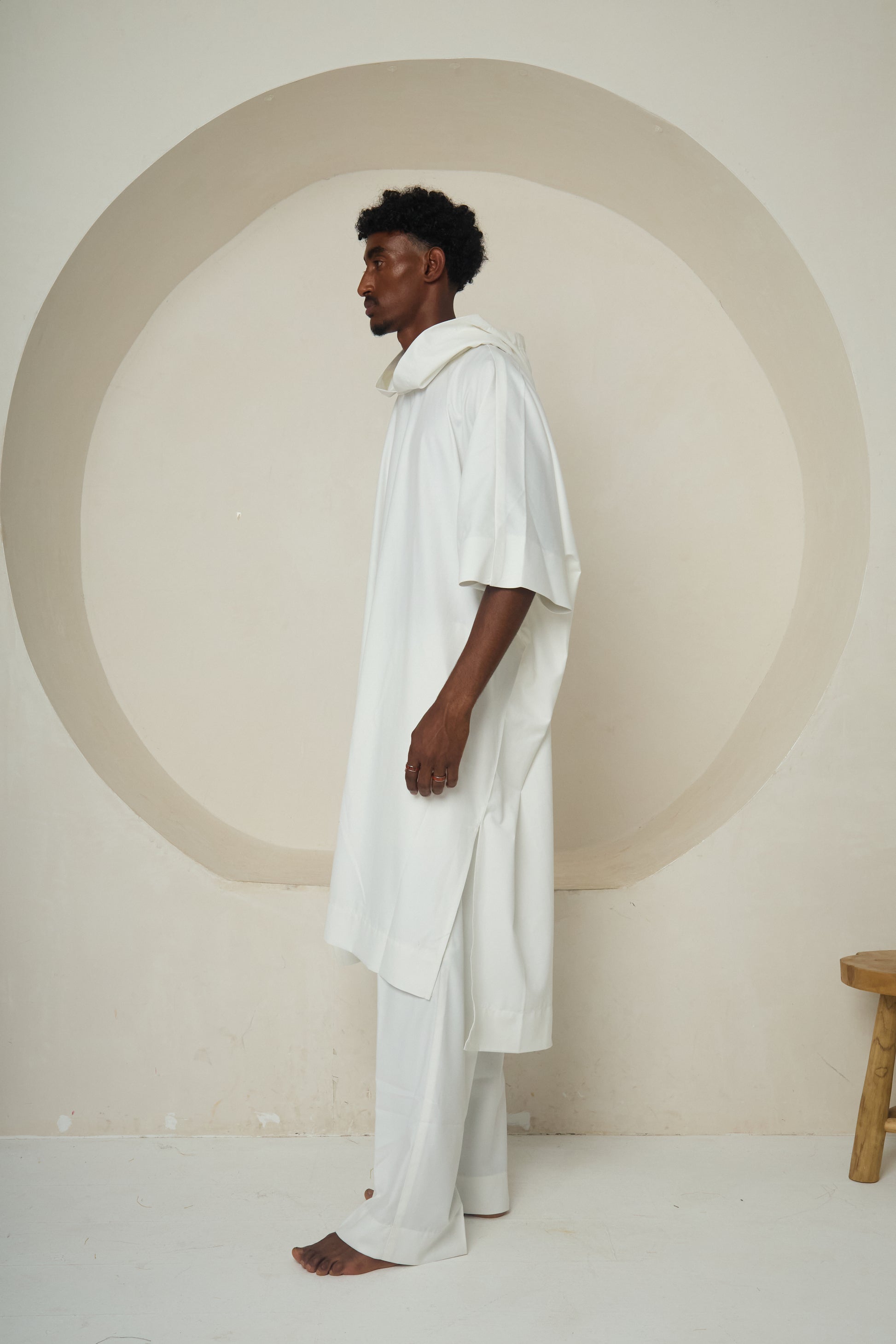 SPIRIT IN STILLNESS (Hooded Robe Ensemble with Geometric Symbolism)