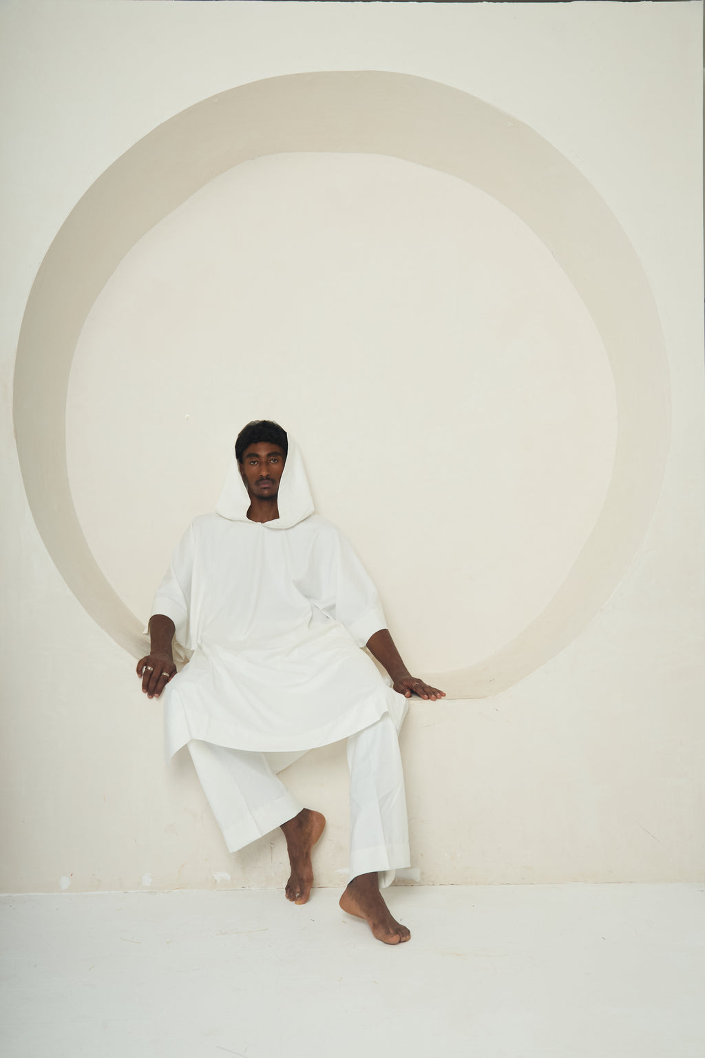SPIRIT IN STILLNESS (Hooded Robe Ensemble with Geometric Symbolism)