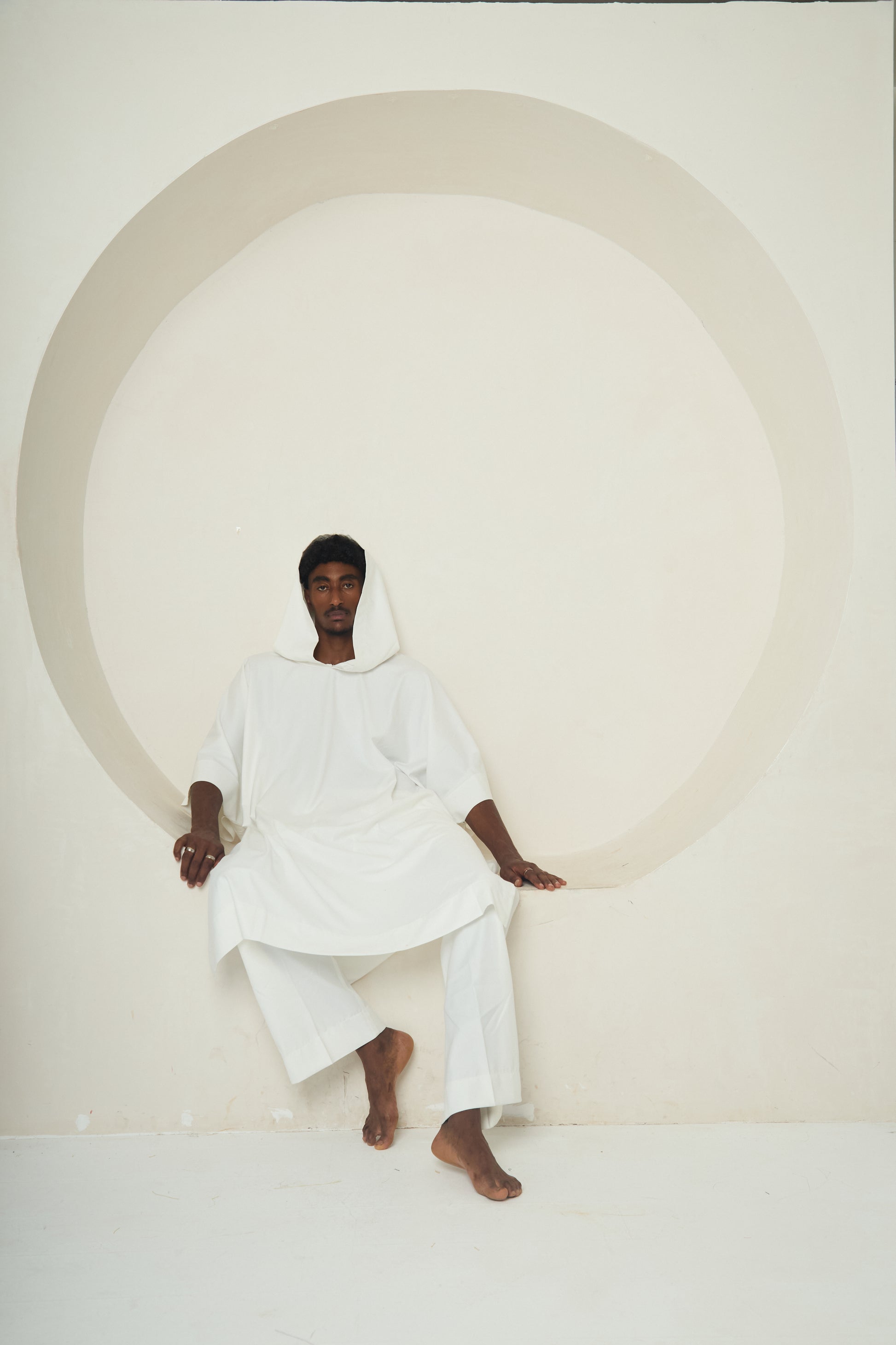 SPIRIT IN STILLNESS (Hooded Robe Ensemble with Geometric Symbolism)