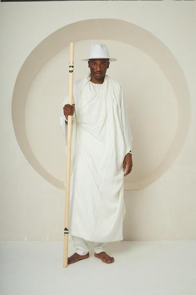 WALKING LINEAGE (Drape Robe with Color-Tipped Staff and Akete Crown)